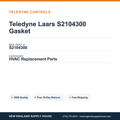 Teledyne Laars S2104300 Gasket — New England Supply House spec card [NESH-SPEC-CARD-V2]