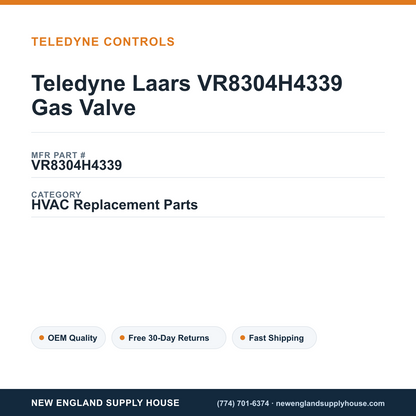 Teledyne Laars VR8304H4339 Gas Valve — New England Supply House spec card [NESH-SPEC-CARD-V2]