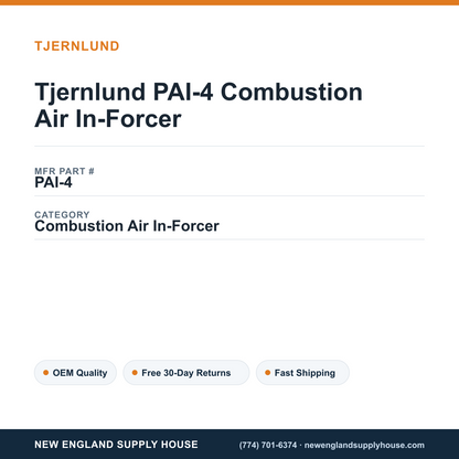 Tjernlund PAI-4 Combustion Air In-Forcer — New England Supply House spec card [NESH-SPEC-CARD-V2]