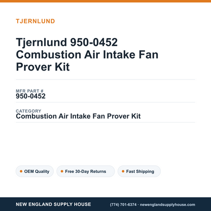 Tjernlund 950-0452 Combustion Air Intake Fan Prover Kit — New England Supply House spec card [NESH-SPEC-CARD-V2]