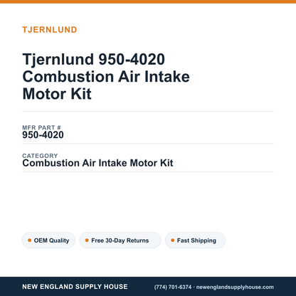 Tjernlund 950-4020 Combustion Air Intake Motor Kit — New England Supply House spec card [NESH-SPEC-CARD-V2]