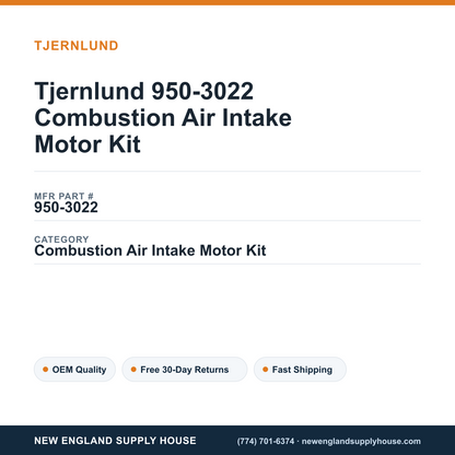 Tjernlund 950-3022 Combustion Air Intake Motor Kit — New England Supply House spec card [NESH-SPEC-CARD-V2]