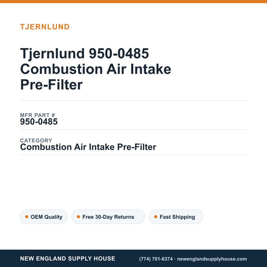 Tjernlund 950-0485 Combustion Air Intake Pre-Filter — New England Supply House spec card [NESH-SPEC-CARD-V2]