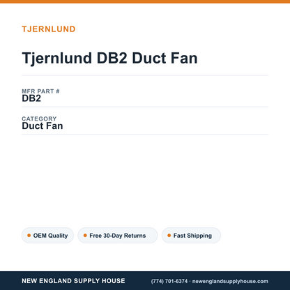 Tjernlund DB2 Duct Fan — New England Supply House spec card [NESH-SPEC-CARD-V2]