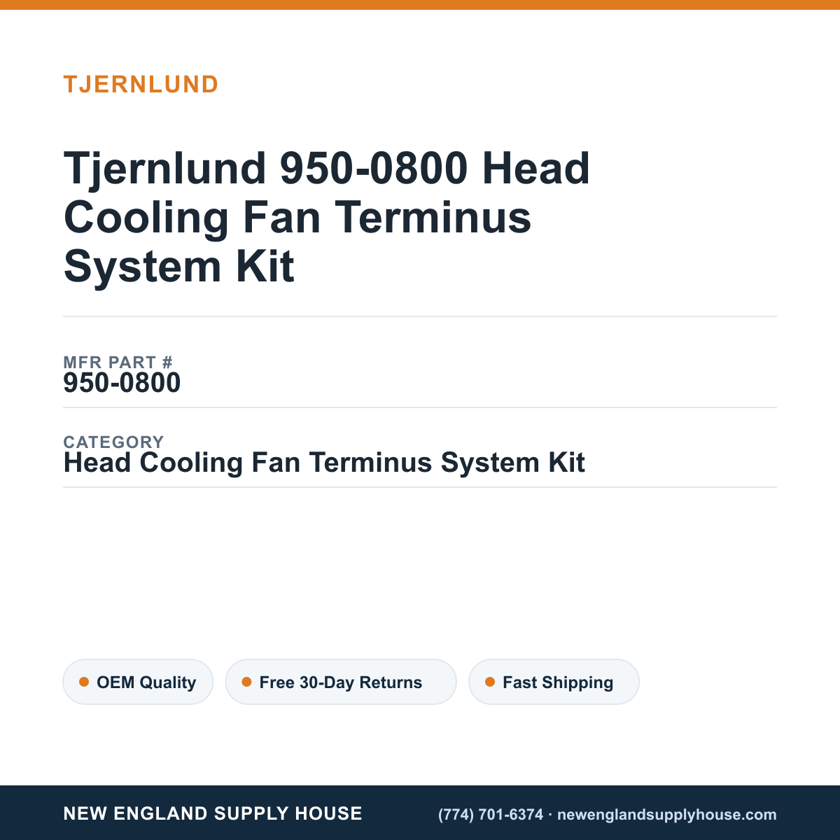 Tjernlund 950-0800 Head Cooling Fan Terminus System Kit — New England Supply House spec card [NESH-SPEC-CARD-V2]