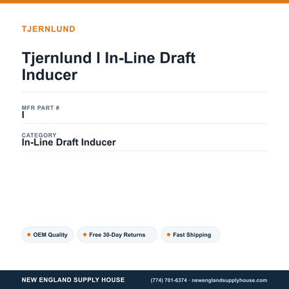 Tjernlund I In-Line Draft Inducer — New England Supply House spec card [NESH-SPEC-CARD-V2]