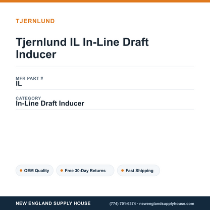 Tjernlund IL In-Line Draft Inducer — New England Supply House spec card [NESH-SPEC-CARD-V2]