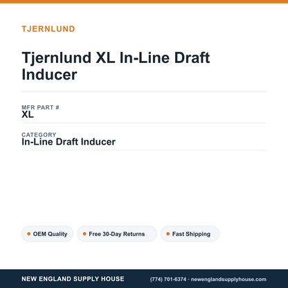 Tjernlund XL In-Line Draft Inducer — New England Supply House spec card [NESH-SPEC-CARD-V2]