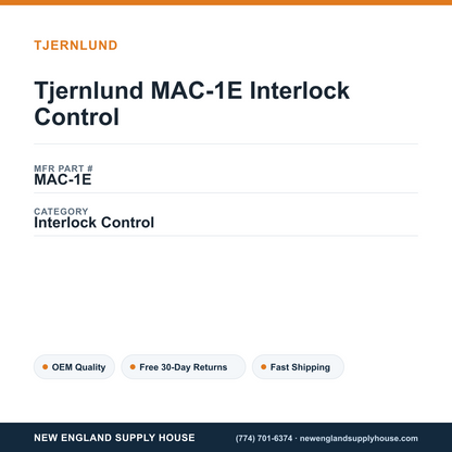 Tjernlund MAC-1E Interlock Control — New England Supply House spec card [NESH-SPEC-CARD-V2]