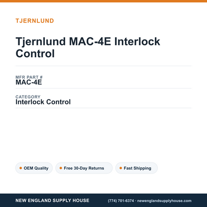 Tjernlund MAC-4E Interlock Control — New England Supply House spec card [NESH-SPEC-CARD-V2]
