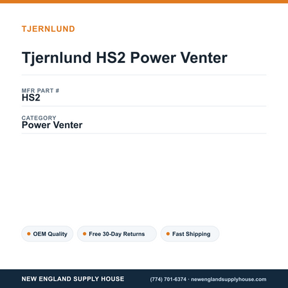 Tjernlund HS2 Power Venter — New England Supply House spec card [NESH-SPEC-CARD-V2]