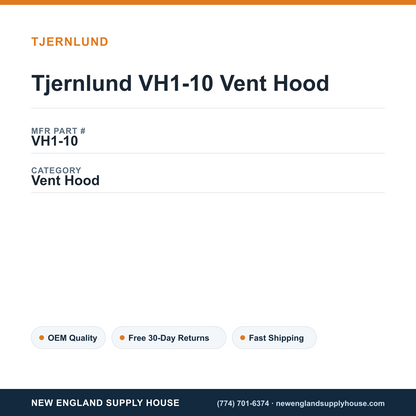 Tjernlund VH1-10 Vent Hood — New England Supply House spec card [NESH-SPEC-CARD-V2]