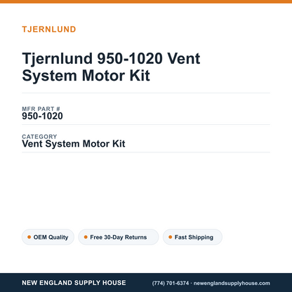 Tjernlund 950-1020 Vent System Motor Kit — New England Supply House spec card [NESH-SPEC-CARD-V2]