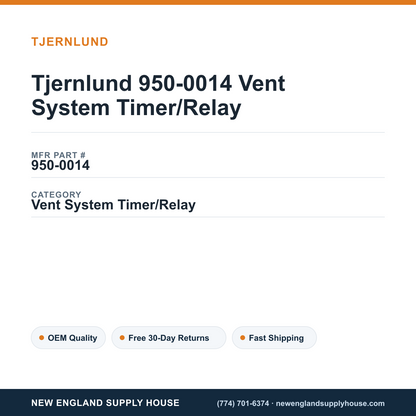 Tjernlund 950-0014 Vent System Timer/Relay — New England Supply House spec card [NESH-SPEC-CARD-V2]