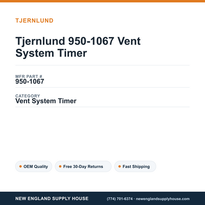 Tjernlund 950-1067 Vent System Timer — New England Supply House spec card [NESH-SPEC-CARD-V2]