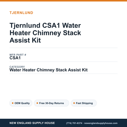 Tjernlund CSA1 Water Heater Chimney Stack Assist Kit — New England Supply House spec card [NESH-SPEC-CARD-V2]