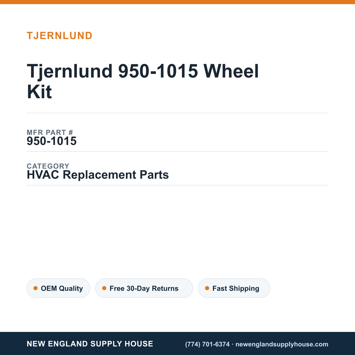 Tjernlund 950-1015 Wheel Kit — New England Supply House spec card [NESH-SPEC-CARD-V2]