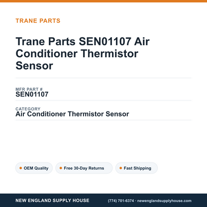 Trane Parts SEN01107 Air Conditioner Thermistor Sensor — New England Supply House spec card [NESH-SPEC-CARD-V2]