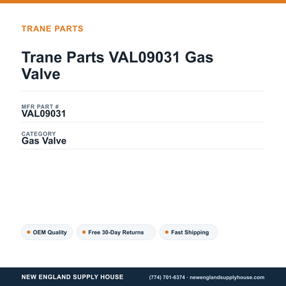 Trane Parts VAL09031 Gas Valve — New England Supply House spec card [NESH-SPEC-CARD-V2]