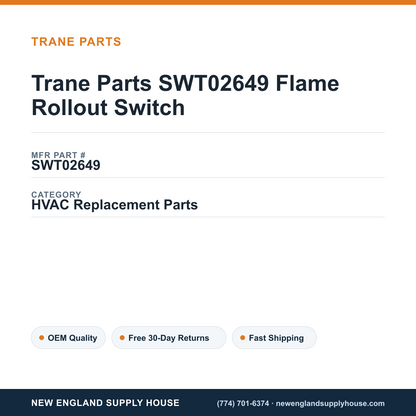 Trane Parts SWT02649 Flame Rollout Switch — New England Supply House spec card [NESH-SPEC-CARD-V2]