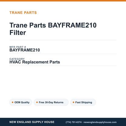 Trane Parts BAYFRAME210 Filter — New England Supply House spec card [NESH-SPEC-CARD-V2]