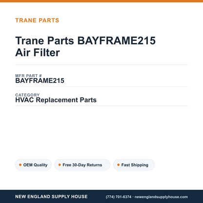 Trane Parts BAYFRAME215 Air Filter — New England Supply House spec card [NESH-SPEC-CARD-V2]