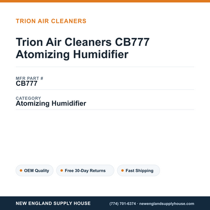 Trion Air Cleaners CB777 Atomizing Humidifier — New England Supply House spec card [NESH-SPEC-CARD-V2]