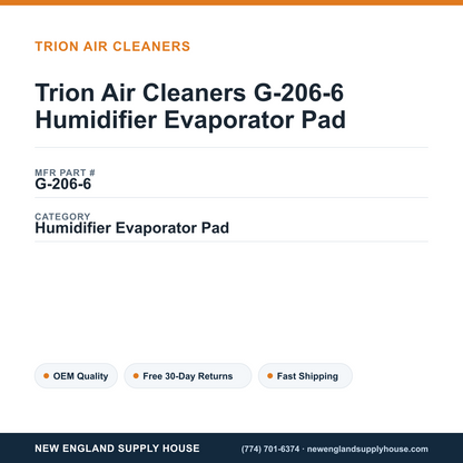 Trion Air Cleaners G-206-6 Humidifier Evaporator Pad — New England Supply House spec card [NESH-SPEC-CARD-V2]