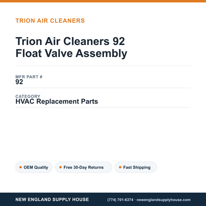Trion Air Cleaners 92 Float Valve Assembly — New England Supply House spec card [NESH-SPEC-CARD-V2]