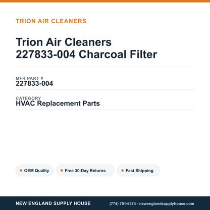 Trion Air Cleaners 227833-004 Charcoal Filter — New England Supply House spec card [NESH-SPEC-CARD-V2]