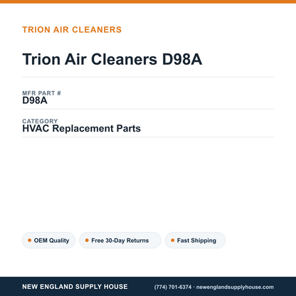 Trion Air Cleaners D98A — New England Supply House spec card [NESH-SPEC-CARD-V2]