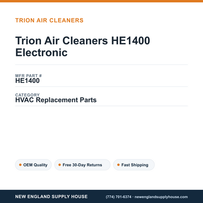 Trion Air Cleaners HE1400 Electronic — New England Supply House spec card [NESH-SPEC-CARD-V2]