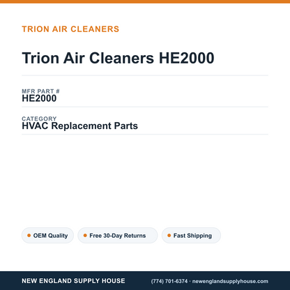 Trion Air Cleaners HE2000 — New England Supply House spec card [NESH-SPEC-CARD-V2]