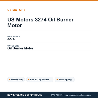 US Motors 3274 Oil Burner Motor — New England Supply House spec card [NESH-SPEC-CARD-V2]
