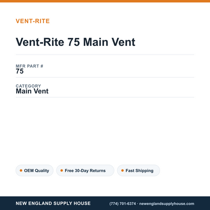 Vent-Rite 75 Main Vent — New England Supply House spec card [NESH-SPEC-CARD-V2]