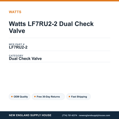 Watts LF7RU2-2 Dual Check Valve — New England Supply House spec card [NESH-SPEC-CARD-V2]