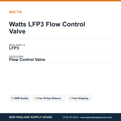 Watts LFP3 Flow Control Valve — New England Supply House spec card [NESH-SPEC-CARD-V2]