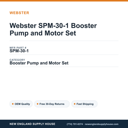 Webster SPM-30-1 Booster Pump and Motor Set — New England Supply House spec card [NESH-SPEC-CARD-V2]