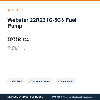Webster 22R221C-5C3 Fuel Pump — New England Supply House spec card [NESH-SPEC-CARD-V2]