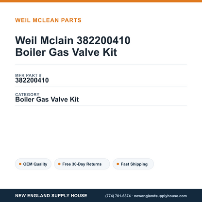 Weil Mclain 382200410 Boiler Gas Valve Kit — New England Supply House spec card [NESH-SPEC-CARD-V2]