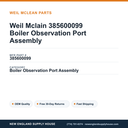 Weil Mclain 385600099 Boiler Observation Port Assembly — New England Supply House spec card [NESH-SPEC-CARD-V2]