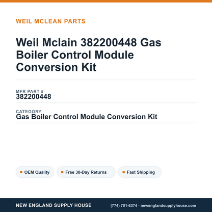 Weil Mclain 382200448 Gas Boiler Control Module Conversion Kit — New England Supply House spec card [NESH-SPEC-CARD-V2]