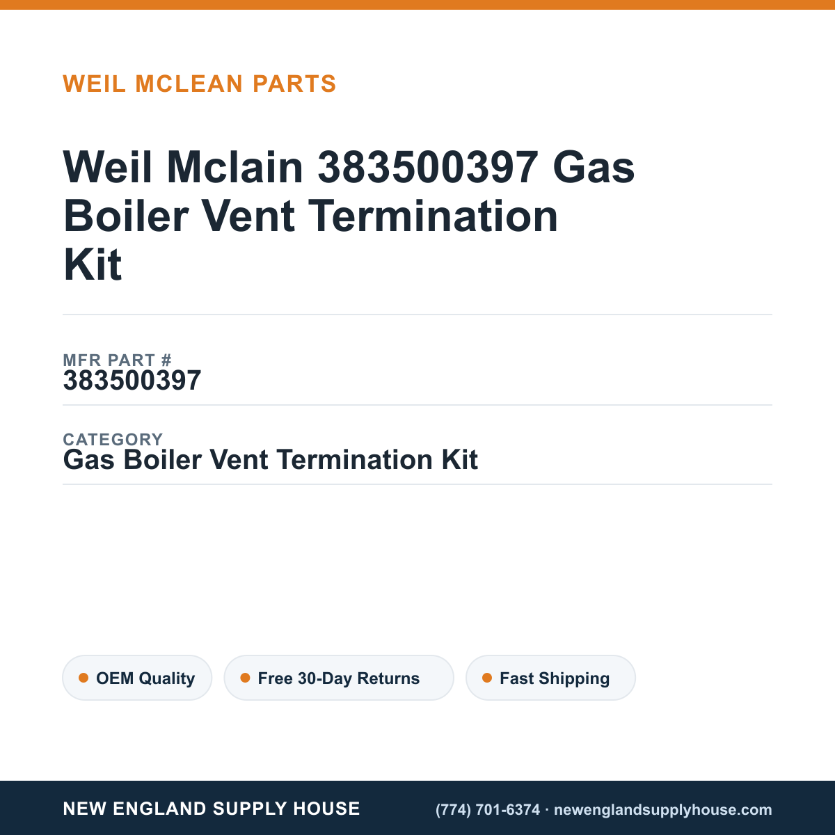Weil Mclain 383500397 Gas Boiler Vent Termination Kit — New England Supply House spec card [NESH-SPEC-CARD-V2]