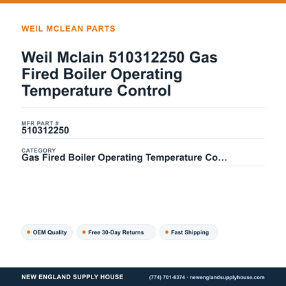 Weil Mclain 510312250 Gas Fired Boiler Operating Temperature Control — New England Supply House spec card [NESH-SPEC-CARD-V2]