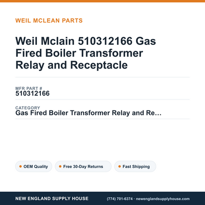 Weil Mclain 510312166 Gas Fired Boiler Transformer Relay and Receptacle — New England Supply House spec card [NESH-SPEC-CARD-V2]