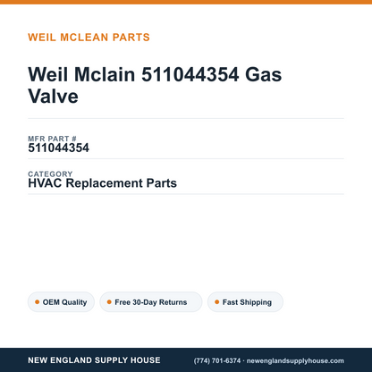 Weil Mclain 511044354 Gas Valve — New England Supply House spec card [NESH-SPEC-CARD-V2]