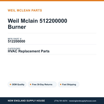 Weil Mclain 512200000 Burner — New England Supply House spec card [NESH-SPEC-CARD-V2]