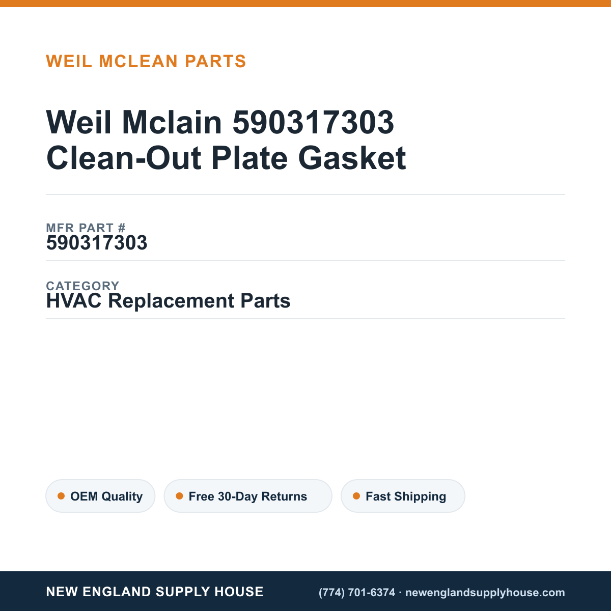 Weil Mclain 590317303 Clean-Out Plate Gasket — New England Supply House spec card [NESH-SPEC-CARD-V2]