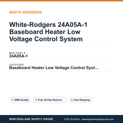 White-Rodgers 24A05A-1 Baseboard Heater Low Voltage Control System — New England Supply House spec card [NESH-SPEC-CARD-V2]
