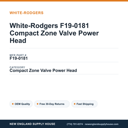 White-Rodgers F19-0181 Compact Zone Valve Power Head — New England Supply House spec card [NESH-SPEC-CARD-V2]